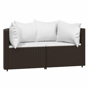 vidaXL Patio Corner Sofa Brown and Cream White