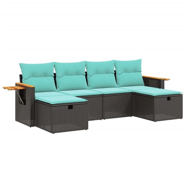 vidaXL Garden Sofa Set Black, Blue