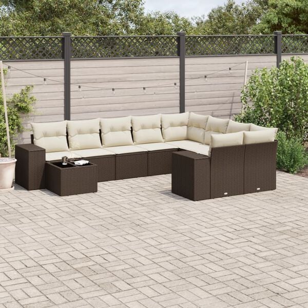 vidaXL Garden Sofa Set Brown PE rattan Large Modular Garden Sofa Set