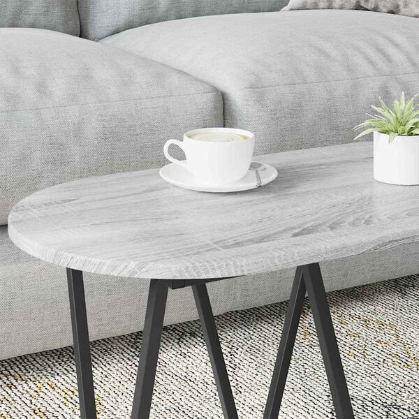 vidaXL Coffee Table Gray 80 x 40 x 40.5 cm Engineered Wood and Metal