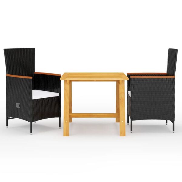 vidaXL Dining Set Black, natural wood tone