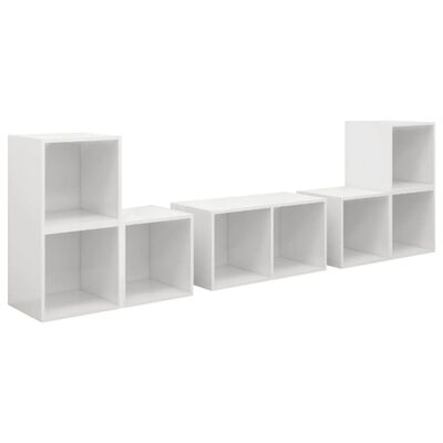 vidaXL 6 Piece TV Stand Set High Gloss White Engineered Wood