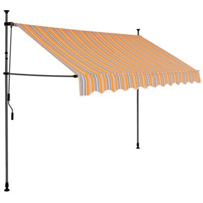 vidaXL Manual Retractable Awning with LED 118.1" Yellow and Blue