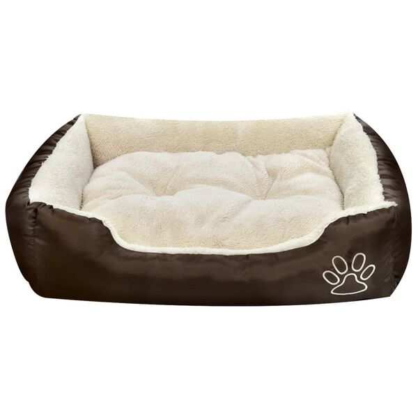 vidaXL Dog Bed Brown and Beige PU Coated Oxford Fabric, Faux Fur