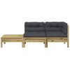 vidaXL Patio Sofa with Cushions and Footstool Impregnated Wood Pine