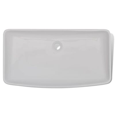 vidaXL Luxury Ceramic Basin Rectangular 28"x15" White