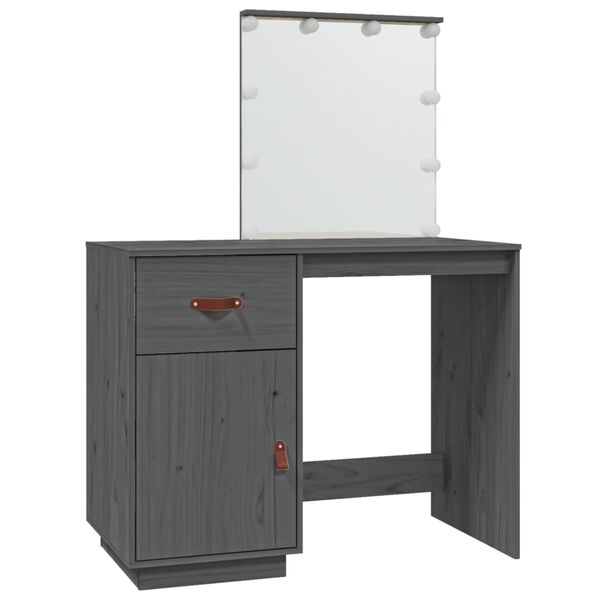 vidaXL Dressing Table Grey Solid pine wood 37.4 x 19.7 x 52.6 in