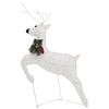 vidaXL Reindeer and Sleigh Christmas Decoration Set of 6 White Mesh