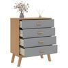 vidaXL Drawer Cabinet Grey and brown Solid pine wood with a wax finish