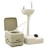 vidaXL Portable Camping Toilet 2.6+2.6 gal and Handwash Stand 5.3 gal Set Gray