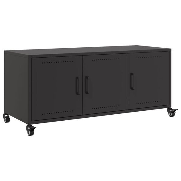 vidaXL TV Cabinet Black Cold-rolled steel Medium TV Cabinet