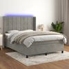 vidaXL Box Spring Bed with Mattress&LED Light Gray 53.9"x74.8" Full Velvet