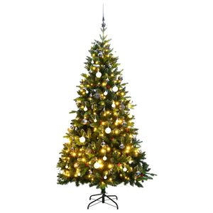 vidaXL Artificial Hinged Christmas Tree Green PVC, PE, Metal Medium