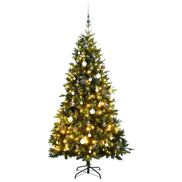 vidaXL Artificial Hinged Christmas Tree Green PVC, PE, Metal Medium