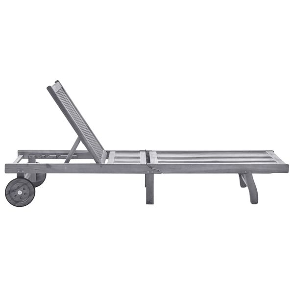 vidaXL Sunlounger Grey Solid acacia wood Standard size loungers