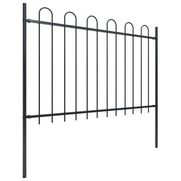 vidaXL Garden Fence with Hoop Top Steel 421.3"x47.2" Black