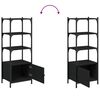 vidaXL Bookcase Black Engineered wood, metal 3-Tier Adjustable Feet