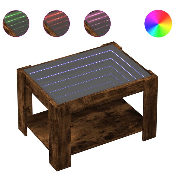 vidaXL Coffee Table Smoked Oak Engineered wood, glass Coffee Table