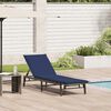 vidaXL Sun Lounger Grey, Navy Blue PE rattan, Powder-coated steel Standard