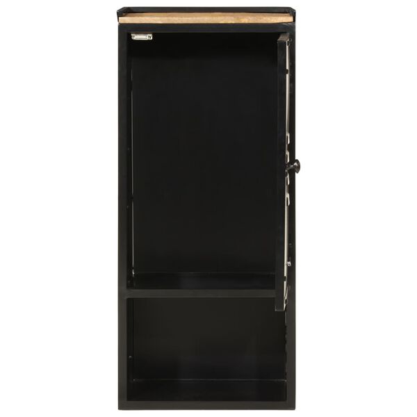 vidaXL Bathroom Cabinet Black, Natural Wood Iron, Solid Mango Wood Medium