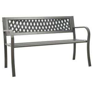 vidaXL Garden Bench Grey Powder-coated steel, Plastic Standard Durable