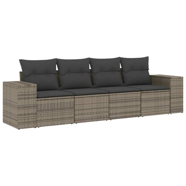 vidaXL Garden Sofa Set Gray PE rattan Large Adjustable Feet