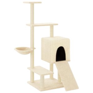 vidaXL Cat Tree Cream Engineered wood, plush, sisal Medium Cat Tree