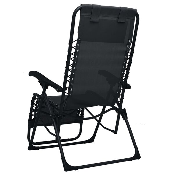 vidaXL Garden Chair Black Textilene, Steel Standard Foldable