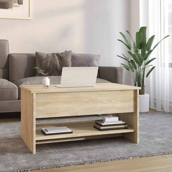 vidaXL Coffee Table Sonoma Oak Engineered Wood Adjustable Armrests