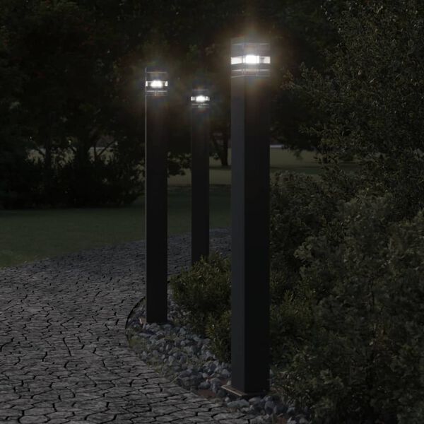 vidaXL Outdoor Floor Lamp Set of 3 Black