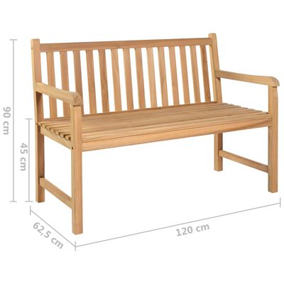 vidaXL Patio Bench with Red Cushion 47.2" Solid Teak Wood