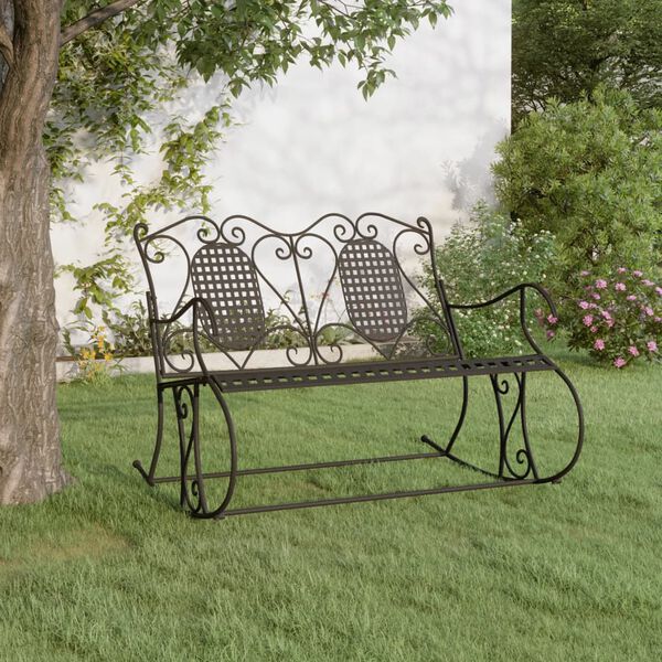 vidaXL Rocking Bench Black Steel Standard Rocking Bench Rectangular