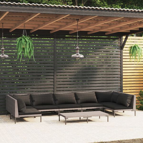 vidaXL Garden Lounge Set Dark Grey Powder-coated steel Large