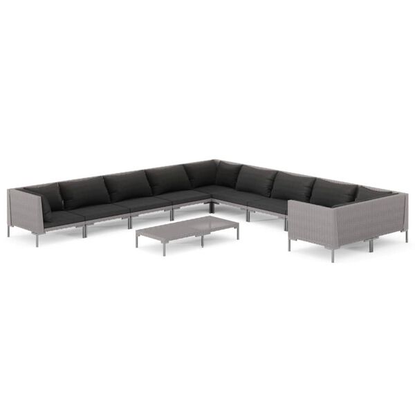 vidaXL Garden Lounge Set Dark Grey, Black