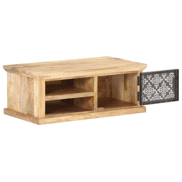 vidaXL Coffee Table Natural Mango Wood and Black Solid Mango Wood