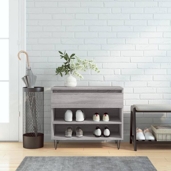 vidaXL Shoe Cabinet Grey Sonoma Engineered wood 27.6 x 14.2 x 23.6 in