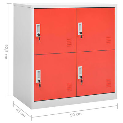 vidaXL Locker Cabinets 2 pcs Light Gray and Red 35.4"x17.7"x36.4" Steel