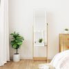 vidaXL Mirror Jewelry Cabinet Brown, White Engineered Wood Full-Length