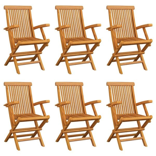 vidaXL Garden Chair Set of 6 Teak Solid teak wood Standard Foldable