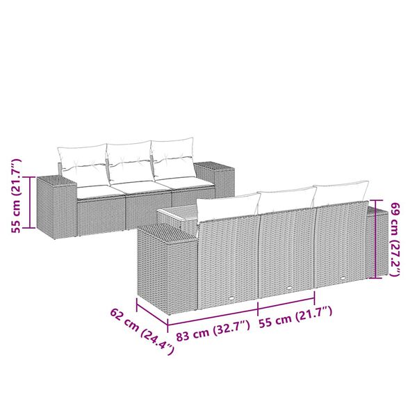 vidaXL Garden Sofa Set Black