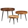 vidaXL Table Set 3 Pieces Solid Mango Wood and Steel