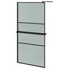 vidaXL Walk-in Shower Wall with Shelf Black 39.4"x76.8" ESG Glass&Aluminum
