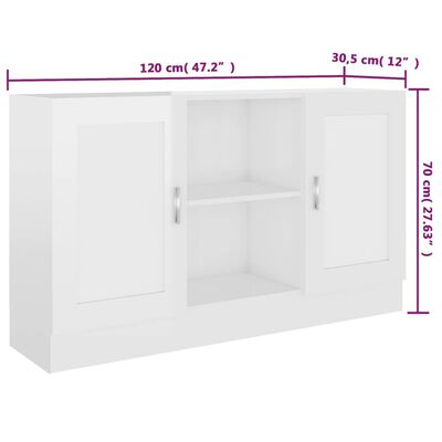 vidaXL Sideboard High Gloss White 47.2"x12"x27.6" Engineered Wood