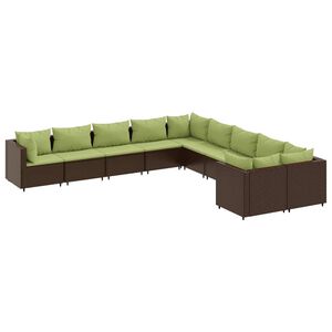vidaXL Patio Sofa Set Set of 10 Brown