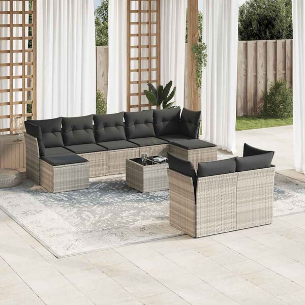 vidaXL Garden Sofa Set Light Grey, Dark Grey