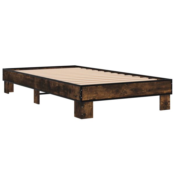 vidaXL Bed Frame Smoked Oak Engineered Wood 39.4x78.7 in Durable