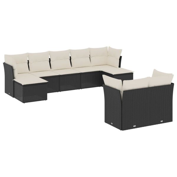 vidaXL Garden Sofa Set Black PE Rattan 9 pieces Modular