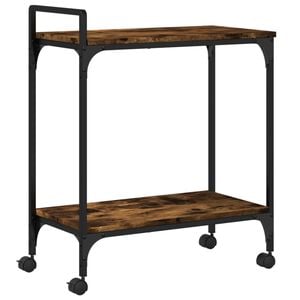 vidaXL Kitchen Trolley Smoked Oak 23.8"x12.2"x28.5" Engineered Wood