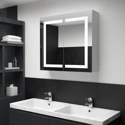 vidaXL LED Bathroom Mirror Cabinet 31.5"x4.8"x26.8"
