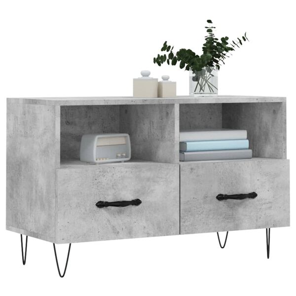 vidaXL TV Cabinet Concrete Gray Engineered Wood 31.5 x 14.2 x 19.7 in
